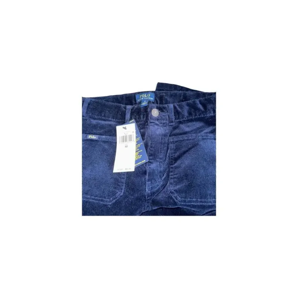 POLO RALPH LAUREN Girls Solid Blue Stretch Velvet Legging Pants NEW NWT Size 12